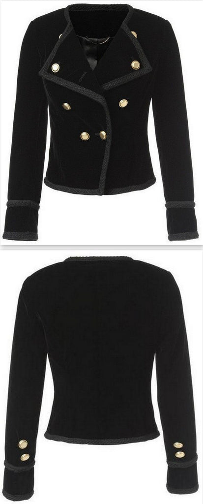 'Spencer' Jacket in Black Cotton Velour - DESIGNER INSPIRED FASHIONS