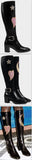Embroidered Leather Boots in Black - DESIGNER INSPIRED FASHIONS