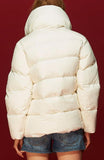 Large Collar Paneled Puffer Down Jacket in White - DESIGNER INSPIRED FASHIONS
