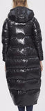 Black Glossy Paneled Puffer Down Coat - DESIGNER INSPIRED FASHIONS