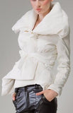 Large Collar Puffer Down Jacket in White - DESIGNER INSPIRED FASHIONS