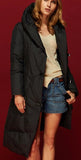 Asymmetric Buckled Hooded Puffer Down Coat in Black - DESIGNER INSPIRED FASHIONS