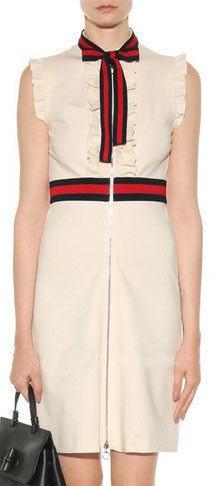 Color-Contrast Sleeveless Ruffle Dress - DESIGNER INSPIRED FASHIONS