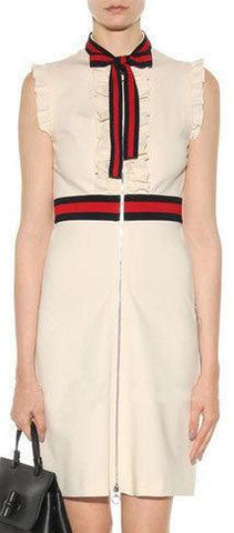 Color-Contrast Sleeveless Ruffle Dress - DESIGNER INSPIRED FASHIONS