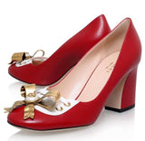 'Finnlay' Blocked Heel Pump-Red - DESIGNER INSPIRED FASHIONS