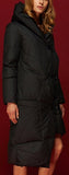 Asymmetric Buckled Hooded Puffer Down Coat in Black - DESIGNER INSPIRED FASHIONS