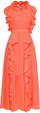 Ruffled Backless Chiffon Dress