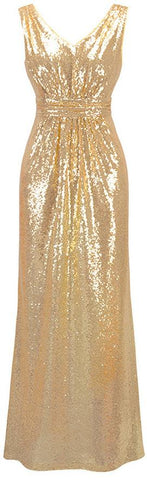 Gold Sequin V-Neck Gown