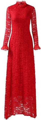 Long Red Lace Gown