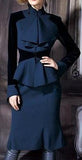 Color-Block Flared Peplum Jacket & Skirt Set - DESIGNER INSPIRED FASHIONS