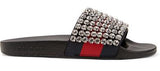 Pursuit Crystal-Embellished Leather and Rubber Slides
