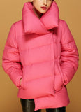 Large Collar Paneled Puffer Down Jacket in Pink - DESIGNER INSPIRED FASHIONS