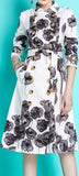 Double-Breasted Floral Print Trench Coat