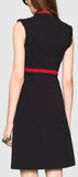 Black with Red Contrast Ruffle Dress - DESIGNER INSPIRED FASHIONS