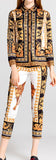 Cheetah and Baroque Printed Shirt and Cropped Pant Set
