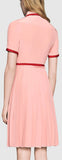 Contrast-Ruffle Pleated Silk Dress - DESIGNER INSPIRED FASHIONS