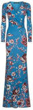 Floral Long Wrap-Effect Jersey Silk Gown