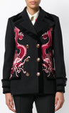 Dragon-Embroidered Short Wool Coat