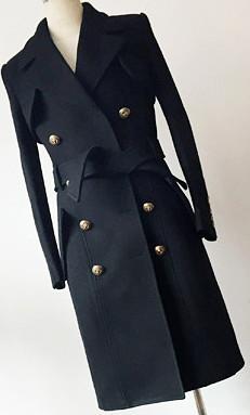 Black Double-Breasted Wool Coat - DESIGNER INSPIRED FASHIONS