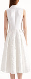 Floral-Embroidered White A-Line Vest-Dress