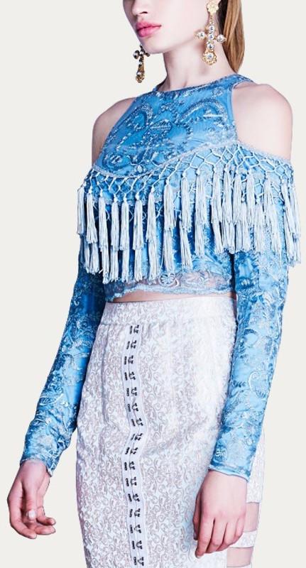 'Stella Symphony' Tassel Top in Blue - DESIGNER INSPIRED FASHIONS