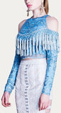 'Stella Symphony' Tassel Top in Blue - DESIGNER INSPIRED FASHIONS