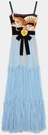 Long Tiger Embroidered Dress - DESIGNER INSPIRED FASHIONS