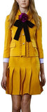 Ruffled Trim Half-Sleeve Jacket & Pleated Skirt Set in Yellow or Pink - DESIGNER INSPIRED FASHIONS