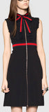 Black with Red Contrast Ruffle Dress - DESIGNER INSPIRED FASHIONS