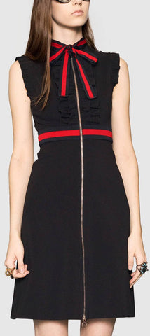 Black with Red Contrast Ruffle Dress - DESIGNER INSPIRED FASHIONS