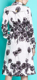 Double-Breasted Floral Print Trench Coat