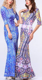 Abstract-Paisley Print Long Dress - DESIGNER INSPIRED FASHIONS