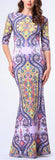 Abstract-Paisley Print Long Dress - DESIGNER INSPIRED FASHIONS