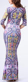 Abstract-Paisley Print Long Dress - DESIGNER INSPIRED FASHIONS