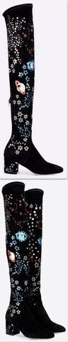 Embroidered Over-the-Knee Boots in Black - DESIGNER INSPIRED FASHIONS