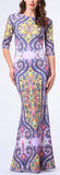 Abstract-Paisley Print Long Dress - DESIGNER INSPIRED FASHIONS
