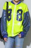 Sequin Embellished Bomber Jacket, Lime Yellow - DESIGNER INSPIRED FASHIONS