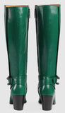 Embroidered Leather Boots in Green - DESIGNER INSPIRED FASHIONS