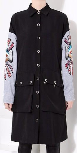 Embroidered Sleeve Shirt-Coat - DESIGNER INSPIRED FASHIONS