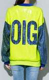 Sequin Embellished Bomber Jacket, Lime Yellow - DESIGNER INSPIRED FASHIONS