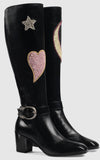 Embroidered Leather Boots in Black - DESIGNER INSPIRED FASHIONS
