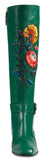 Embroidered Leather Boots in Green - DESIGNER INSPIRED FASHIONS