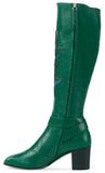 Embroidered Leather Boots in Green - DESIGNER INSPIRED FASHIONS