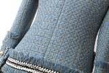 Fringed Tweed Jacket, Blue