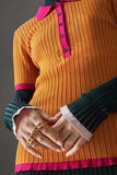 Two-Tone Knit Polo Shirt - Red or Orange | DESIGNER INSPIRED FASHIONS