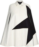 Contrast-Star Wool Blend Cape - DESIGNER INSPIRED FASHIONS