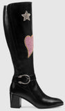 Embroidered Leather Boots in Black - DESIGNER INSPIRED FASHIONS
