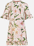 Lily-Print Ruffle Mini Dress