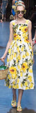 Lemon Print Embellished Poplin Dress - DESIGNER INSPIRED FASHIONS