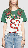 Snake Embroidered Cotton T-Shirt - DESIGNER INSPIRED FASHIONS